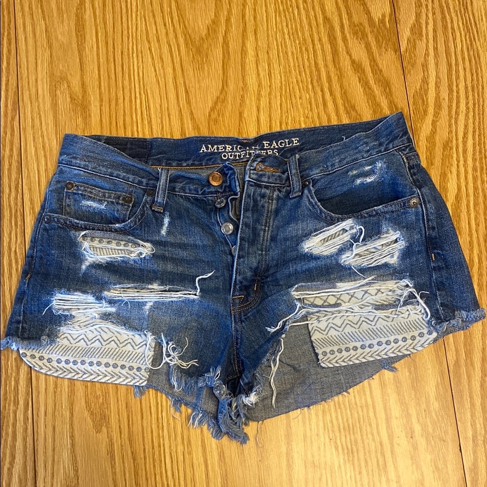 American Eagle Outfitters Blue Distressed Women's Shorts
